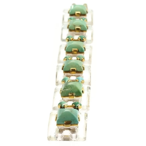 Art Deco turquoise stones articulated bracelet (image 9 of 18)